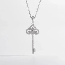 925 Sterling Silver Inlaid Zircon Key Shape Necklace Silver One Size Necklaces