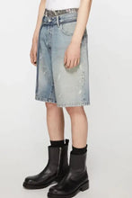 Men's Washed Graffiti Print Denim Bermuda Shorts Denim Shorts
