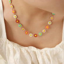 Titanium Steel Oil Drip Flower Necklace Gold One Size Necklaces