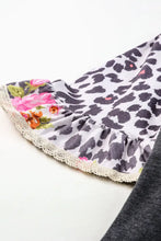 Leopard Flounce Sleeve Round Neck Top Woman Blouses