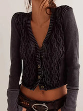 V-Neck Button Up Cropped Cardigan Woman Outerwear