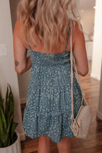 Spaghetti Straps Floral Print Knot Detail High Waist Flared Dress Woman Casual Dress