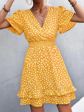 V-Neck Flutter Sleeve Mini Dress Woman Casual Dress