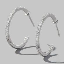 Zircon 925 Sterling Silver C-Hoop Earrings Silver One Size Earrings