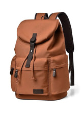 Multi Pockets Adjustable Strap Canvas Backpack Bag Ochre One Size Backpacks