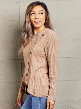 Mandy Ribbed Round Neck Buttoned Long Sleeve Tee Woman T Shirts