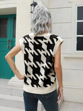 Houndstooth V-Neck Sweater Vest Woman Outerwear