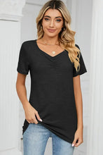 Ruched Heathered Short Sleeve T-Shirt Woman T Shirts