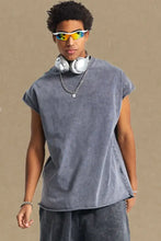 Men's Washed Round Neck Tank Mens Tops
