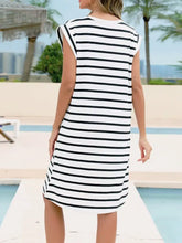 Striped Cap Sleeve Mini Dress Woman Casual Dress
