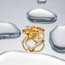 Gold-Plated Stainless Steel Star Ring Rings