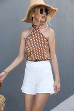 Polka Dot Grecian Neck Tank Caramel Tanks & Camis