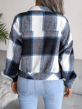 Plaid Collared Neck Long Sleeve Jacket Woman Outerwear