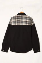 Plaid Pocketed Button Up Denim Jacket Woman Outerwear