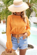 Angel Wings Drawstring Hem Round Neck Cropped Cover Up Tangerine Swimwear Cover-Ups