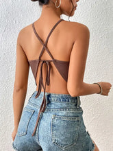 Perfee Crisscross Tie Back Slit Sleeveless Top Tanks & Camis