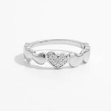 925 Sterling Silver Inlaid Zircon Heart Ring Silver Rings