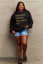 Simply Love Full Size COUNTDOWNS CHAMPAGNE RESOLUTIONS & CHEER Round Neck Sweatshirt Woman Sweatshirts
