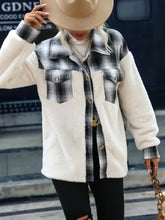 Plaid Collared Neck Button Down Jacket Woman Outerwear