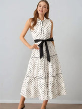 Polka Dot Sleeveless Midi Shirt Dress Casual Dresses