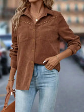 Button Down Long Sleeve Shacket Woman Outerwear