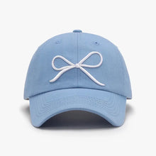 Bow Embroidered Cotton Baseball Cap Light Blue One Size Hats
