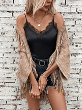 Fringe Open Front Half Sleeve Poncho Woman Outerwear