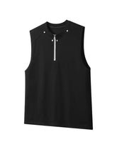 Men's Sleeveless Quarter-Zip Tank Top Black Mens Tops