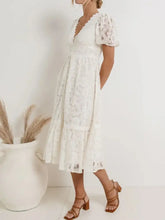 Lace V-Neck Short Sleeve Dress Casual Dresses