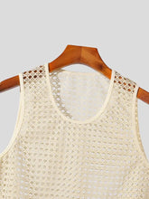 Men's Openwork Round Neck Tank Mens Tops