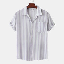Men's Striped Short Sleeve Button-Down Shirt Pink Purple Mens Tops