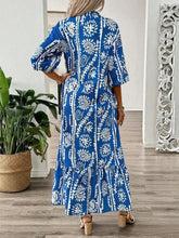 Printed Notched Half Sleeve Maxi Dress Woman Maxi Dress