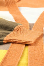 Open Front Color Block Cardigan Woman Outerwear