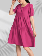 Round Neck Short Sleeve Mini Tee Dress Deep Rose Casual Dresses