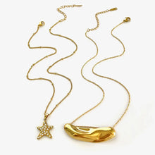 2-Piece 18K Gold-Plated Stainless Steel Necklace Fashion Jewelry