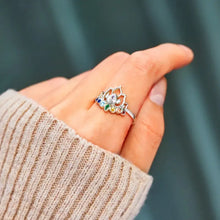 925 Sterling Silver Inlaid Zircon Lotus Shape Ring Rings