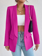 Shawl Collar Long Sleeve Blazer Hot Pink Woman Outerwear