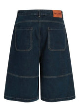 Men's Wide-Leg Denim Shorts with Contrast Stitching Denim Shorts