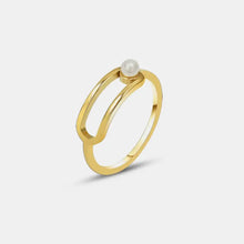 Synthetic Pearl Titanium Steel Ring Gold 7 Rings