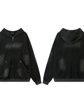 Men's Washed Zip-Up Oversized Hoodie Mens Tops