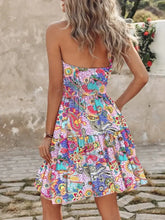 Smocked Printed Halter Neck Mini Dress Casual Dresses