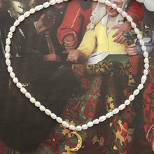 Pearl Titanium Steel Moon Shape Pendant Necklace Necklaces