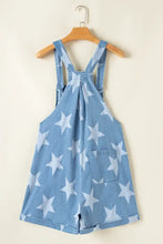 Star Print Square Neck Denim Overalls Denim Overalls