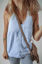 Backless Halter Neck Denim Top Woman Denim Tops