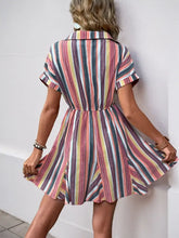 Striped Surplice Short Sleeve Dress Casual Dresses