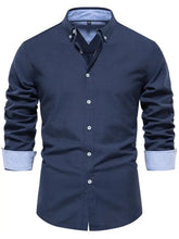 Men's Button Down Collared Neck Shirt Navy Mens Tops