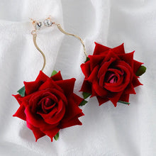 Alloy Rose Dangle Earrings Deep Red One Size Earrings