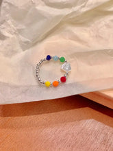 Acrylic Beaded Heart Ring Multicolor One Size Fashion Jewelry