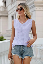 Eyelet V-Neck Tank Lavender Tanks & Camis