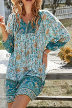 Devine Printed Tie Neck Mini Dress Woman Casual Dress